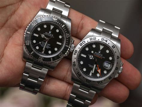 rolex size comparison explorer submariner